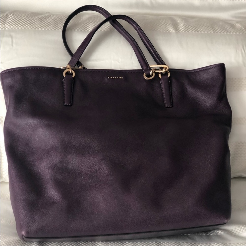 Large Purple Coach Leather Tote Purple and Wallet